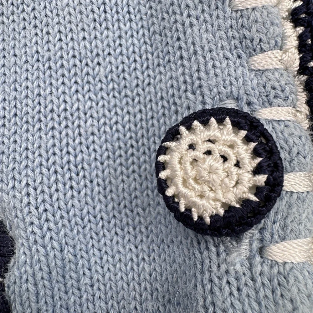 Vintage UNC Tar Heels Cardigan Sweater Medium Blue Knit Sport Coquette Women's